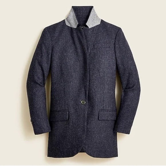J. Crew Alfie Blazer Navy English Wool Herringbone Classic Preppy Academia 2 - Picture 3 of 16